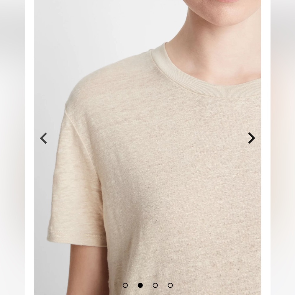 NWT Vince Slub Linen Drop Shoulder Crew Neck Tee White Oak Small Sold Out - Picture 3 of 4